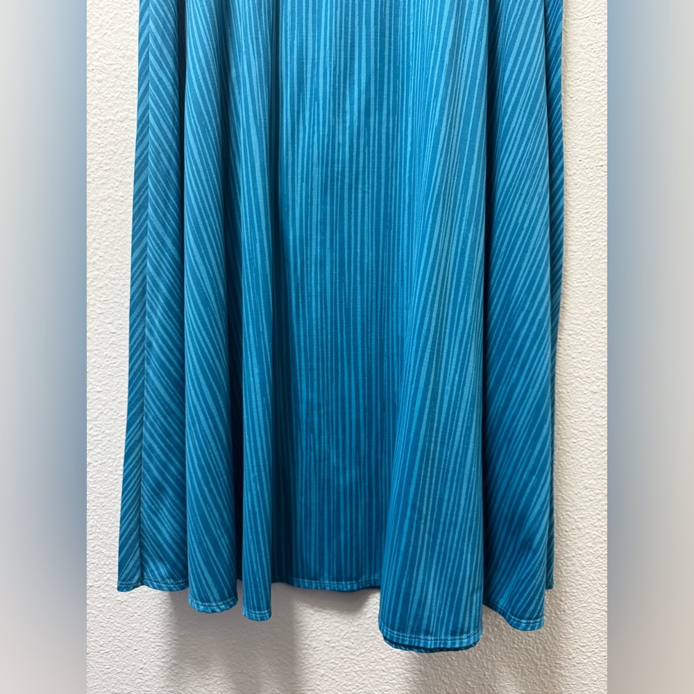 Patagonia Striped Midi Skirt Fold Over Waist Stretchy A-Line Turquoise Medium - Picture 4 of 8